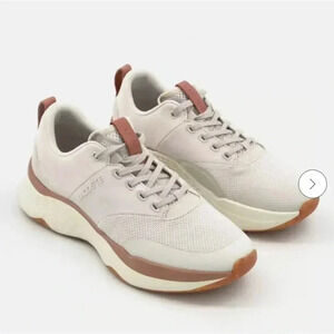 LacosteMen Lace Up Brand Logo Sneaker, Off White 8.5
